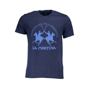 LA MARTINA ανδρικό t-shirt σε μπλε χρώμα με στρογγυλή λαιμόκοψη και print λογότυπο