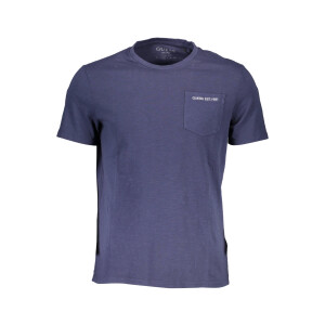 Guess Jeans Ανδρικό Μπλε T-shirt με στρογγυλή λαιμόκοψη και τσέπη