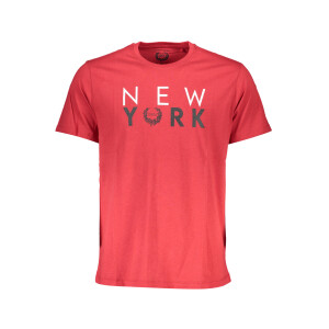 GIAN MARCO VENTURI Ανδρικό Κόκκινο T-shirt με στρογγυλή λαιμόκοψη και λογότυπο