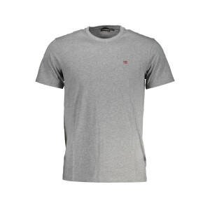 Napapijri ανδρικό γκρι t-shirt με στρογγυλή λαιμόκοψη και λογότυπο
