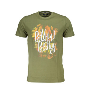 CAVALLI CLASS Ανδρικό Πράσινο T-Shirt με κοντά μανίκια και λογότυπο