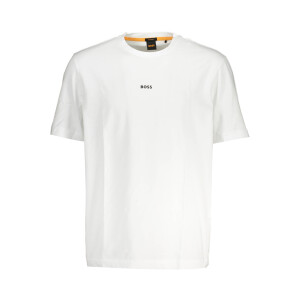 BOSS Ανδρικό Λευκό T-shirt με στρογγυλή λαιμόκοψη