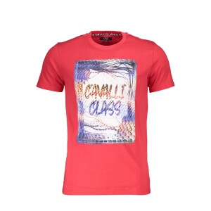 CAVALLI CLASS Ανδρικό Κόκκινο T-shirt με κοντά μανίκια και λογότυπο