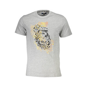 CAVALLI CLASS Ανδρικό Γκρι T-shirt με κοντά μανίκια και λογότυπο