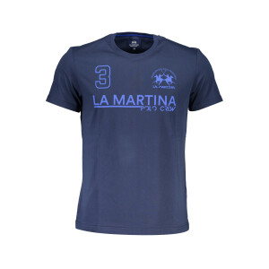 LA MARTINA Ανδρικό Μπλε T-shirt με μακριά μανίκια και λογότυπο