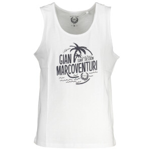 GIAN MARCO VENTURI Ανδρικό Λευκό Αμάνικο T-shirt με λογότυπο