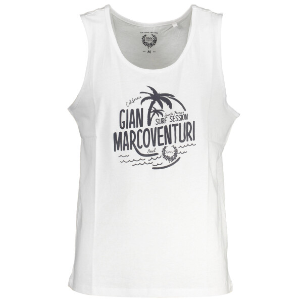 GIAN MARCO VENTURI Ανδρικό Λευκό Αμάνικο T-shirt με λογότυπο