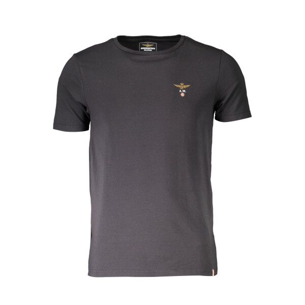 Aeronautica Militare Ανδρικό Μαύρο T-shirt με στρογγυλή λαιμόκοψη και λογότυπο