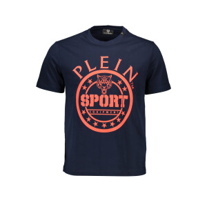 PLEIN SPORT Ανδρικό Μπλε T-shirt με κοντά μανίκια και λογότυπο