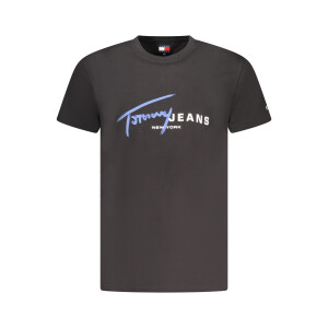 Tommy Hilfiger ανδρικό μαύρο t-shirt με στρογγυλή λαιμόκοψη και λογότυπο