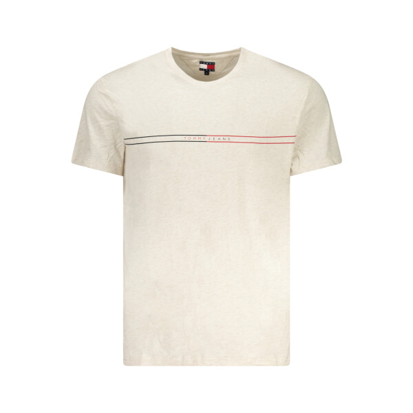 Tommy Hilfiger ανδρικό t-shirt σε μπεζ χρώμα με κοντά μανίκια και στρογγυλή λαιμόκοψη