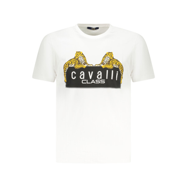 Cavalli Class Ανδρικό Λευκό T-shirt με print λογότυπο