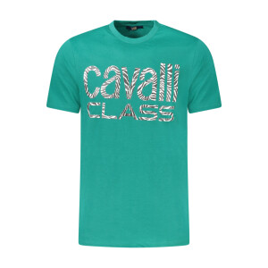 CAVALLI CLASS Ανδρικό Πράσινο T-shirt με κοντά μανίκια και λογότυπο