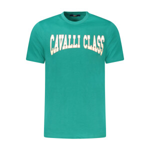 CAVALLI CLASS Ανδρικό Πράσινο T-shirt με κοντά μανίκια και λογότυπο