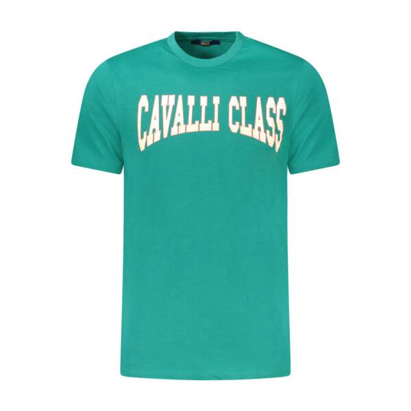 CAVALLI CLASS Ανδρικό Πράσινο T-shirt με κοντά μανίκια και λογότυπο