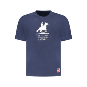 U.S. GRAND Ανδρικό Μπλε T-shirt με στρογγυλή λαιμόκοψη και print λογότυπο