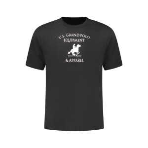 U.S. GRAND Ανδρικό Μαύρο T-shirt με στρογγυλή λαιμόκοψη και print