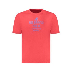 U.S. GRAND ανδρικό κόκκινο t-shirt με στρογγυλή λαιμόκοψη και print λογότυπο