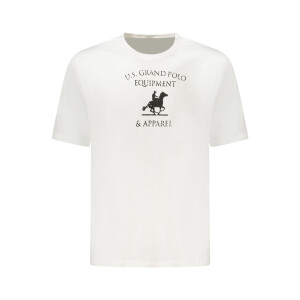 U.S. GRAND Ανδρικό Λευκό T-Shirt με στρογγυλή λαιμόκοψη και print λογότυπο