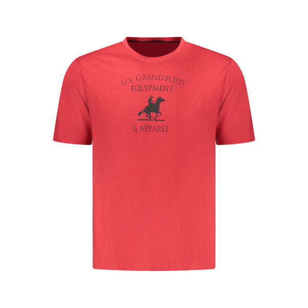 U.S. GRAND Ανδρικό Κόκκινο T-shirt με στρογγυλή λαιμόκοψη και λογότυπο