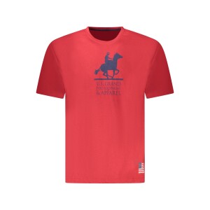 U.S. GRAND Ανδρικό Κόκκινο T-shirt με στρογγυλή λαιμόκοψη και print λογότυπο