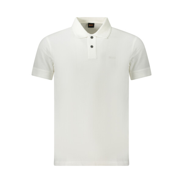 BOSS Ανδρική Λευκή Polo Μπλούζα με κοντά μανίκια και λογότυπο
