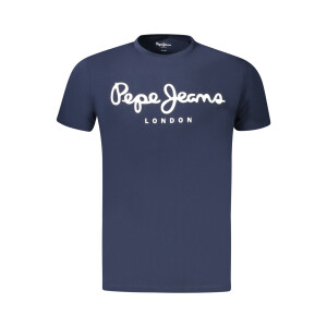 Pepe Jeans ανδρικό μπλε t-shirt με στρογγυλή λαιμόκοψη και print λογότυπο