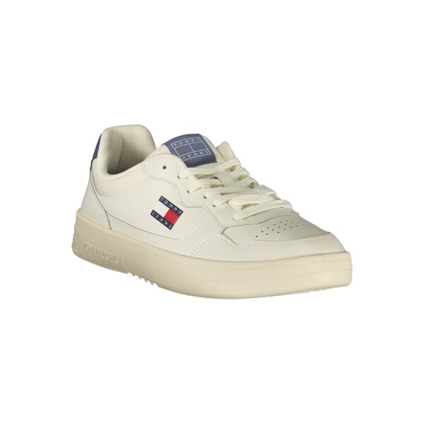 Tommy Hilfiger ανδρικά λευκά sneakers με κορδόνια και μπλε λεπτομέρειες