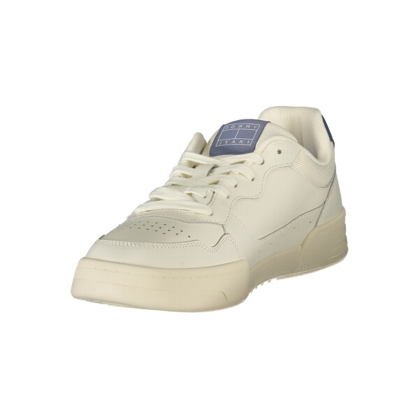 Tommy Hilfiger ανδρικά λευκά sneakers με κορδόνια και μπλε λεπτομέρειες