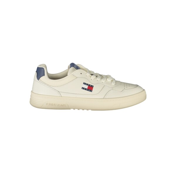 Tommy Hilfiger ανδρικά λευκά sneakers με κορδόνια και μπλε λεπτομέρειες