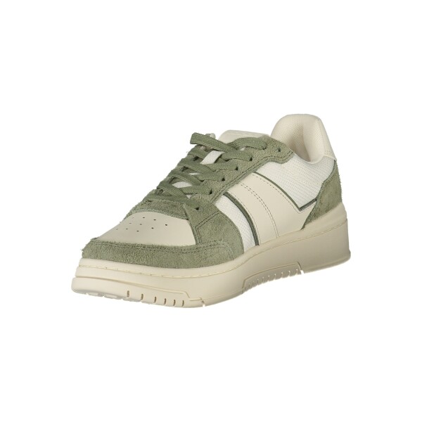 Tommy Hilfiger ανδρικά λευκά sneakers με κορδόνια και πράσινες λεπτομέρειες