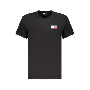 Tommy Hilfiger ανδρικό μαύρο T-shirt με στρογγυλή λαιμόκοψη και print λογότυπο