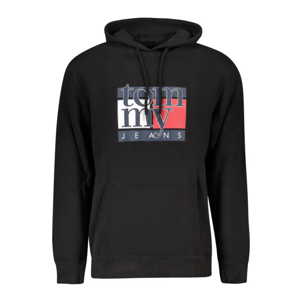 Tommy Hilfiger ανδρικό μαύρο φούτερ με φερμουάρ και κουκούλα