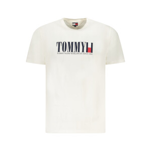 Tommy Hilfiger ανδρικό λευκό T-shirt με στρογγυλή λαιμόκοψη και print λογότυπο