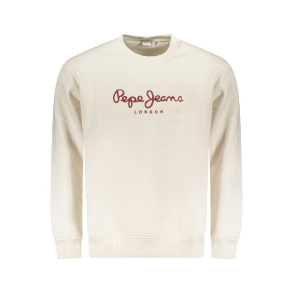 Pepe Jeans ανδρικό λευκό φούτερ με φερμουάρ και στρογγυλή λαιμόκοψη