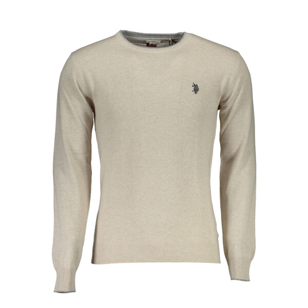 U.S. POLO ASSN.. Ανδρικό Μπεζ Πλεκτό με στρογγυλή λαιμόκοψη