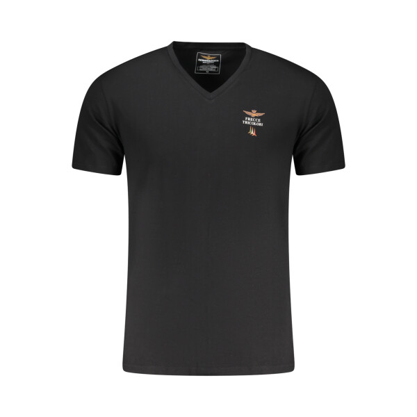 Aeronautica Militare Ανδρικό Μαύρο T-shirt με V λαιμόκοψη και print λογότυπο