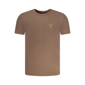 Aeronautica Militare Ανδρικό Καφέ T-shirt με στρογγυλή λαιμόκοψη και λογότυπο
