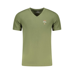 Aeronautica Militare Ανδρικό Πράσινο T-shirt με V λαιμόκοψη και print λογότυπο