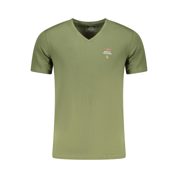 Aeronautica Militare Ανδρικό Πράσινο T-shirt με V λαιμόκοψη και print λογότυπο