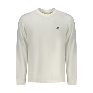 Calvin Klein Ανδρικό Λευκό Μακρυμάνικο T-shirt με κεντημένο λογότυπο