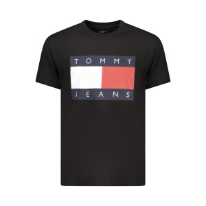 Tommy Hilfiger ανδρικό μαύρο t-shirt με στρογγυλή λαιμόκοψη και print λογότυπο