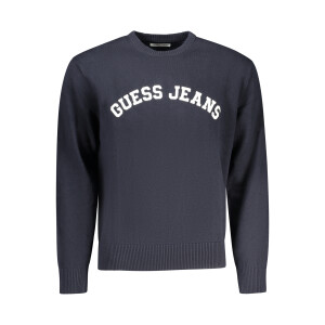 Guess Jeans Ανδρικό Μπλε Φούτερ με στρογγυλή λαιμόκοψη και λογότυπο