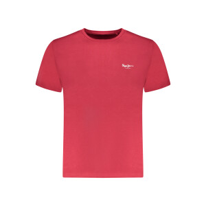 Pepe Jeans ανδρικό κόκκινο t-shirt με στρογγυλή λαιμόκοψη και print λογότυπο