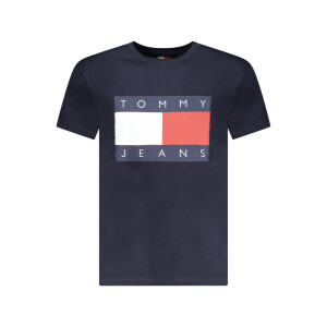 Tommy Hilfiger ανδρικό μπλε T-shirt με στρογγυλή λαιμόκοψη και print λογότυπο