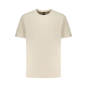 BOSS Ανδρικό Μπεζ T-shirt με στρογγυλή λαιμόκοψη και λογότυπο