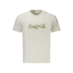 Pepe Jeans ανδρικό λευκό t-shirt με στρογγυλή λαιμόκοψη και print λογότυπο