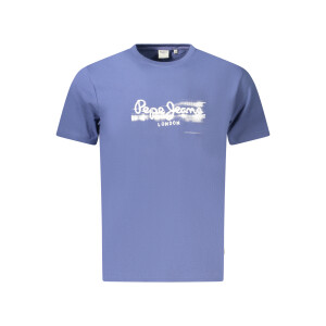 Pepe Jeans ανδρικό μπλε t-shirt με στρογγυλή λαιμόκοψη και print λογότυπο