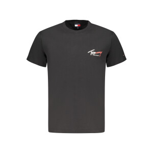 Tommy Hilfiger ανδρικό μαύρο t-shirt με στρογγυλή λαιμόκοψη και λογότυπο