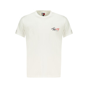 Tommy Hilfiger ανδρικό λευκό T-shirt με στρογγυλή λαιμόκοψη και print λογότυπο